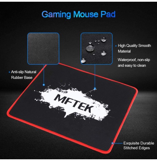 MFTEK RGB Rainbow Backlit Gaming Keyboard and Mouse Combo, LED PC Gaming Headset with Microphone, Large Mouse Pad, Small Compact 87 Keys USB Wired Mechanical Feeling Keyboard for Computer Gamer Office