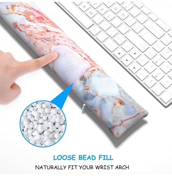 Atufsuat Bean Bag Wrist Rest, Ergonomic Wrist Support for Mouse and Keyboard, Beaded Cushion for Wrist Arm Hand Elbow Support, Computer Laptop Accessories, Office Desk Decor for Women Men, Teal Marble