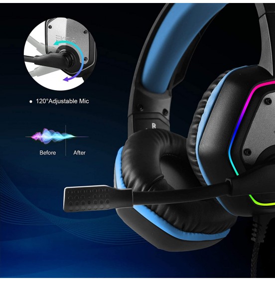 EKSA E1000 USB Gaming Headset for PC - Computer Headphones with Microphone/Mic Noise Cancelling, 7.1 Surround Sound Wired Headset&amp;RGB Light - Gaming Headphones for PS4/PS5 Console Laptop