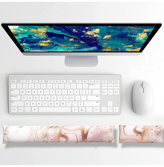 Atufsuat Bean Bag Wrist Rest, Ergonomic Wrist Support for Mouse and Keyboard, Beaded Cushion for Wrist Arm Hand Elbow Support, Computer Laptop Accessories, Office Desk Decor for Women Men, Teal Marble