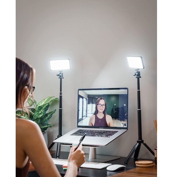 Lume Cube Broadcast Lighting Kit | Live Streaming, Video Conferencing, Remote Working, Zoom Webcam | Lighting Accessory for Laptop, Adjustable Brightness and Color Temperature, Computer Mount Included