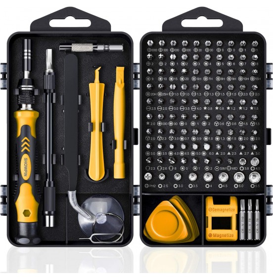 Computer Repair Kit, 122 in 1 Magnetic Laptop Screwdriver Kit, Precision Screwdriver Set, Small Impact Screw Driver Set with Case for Computer, Laptop, PC, for iPhone, Watch, Ps4 DIY Hand Tools -Grey