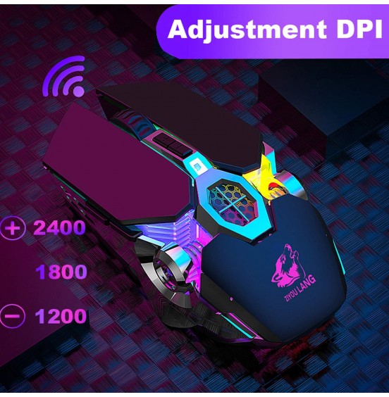 Wireless Gaming Mouse Rechargeable,RGB Multi-Colour Backlit Game Mice with 7 Buttons Computer Accessories,2.4G Silent Optical,3 Adjustable DPI Game Mouse Power Saving Mode for Laptop/PC/Notebook