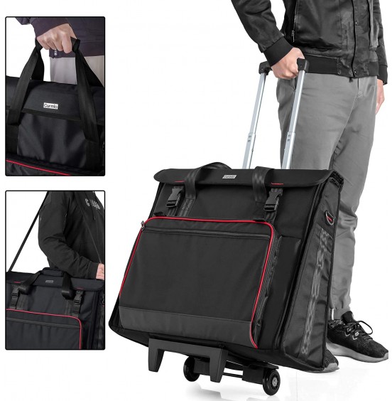 CURMIO Rolling Carrying Bag with Wheels Compatible with Apple iMac 27 inch Desktop Computer, Detachable Trolley Storage Case Compatible with iMac 27вЂќ Monitors and Accessories, Black (Patented Design)