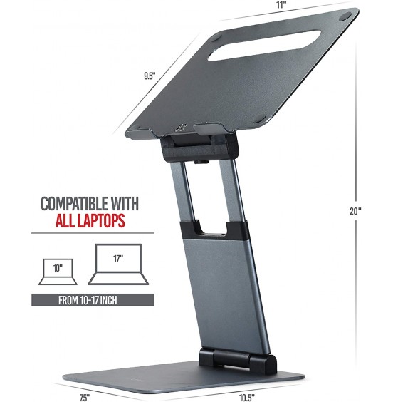 Ergonomic Laptop stand for desk, Adjustable height up to 20&#34;, Laptop riser computer stand for laptop, Portable laptop stands, Fits MacBook, Laptops 10 15 17 inches, Laptop holder and Laptop desk stand